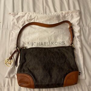 Michael Kors Dark Brown and Tan Shoulder Bag